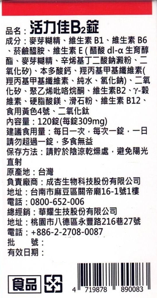 活力佳B2錠│120錠